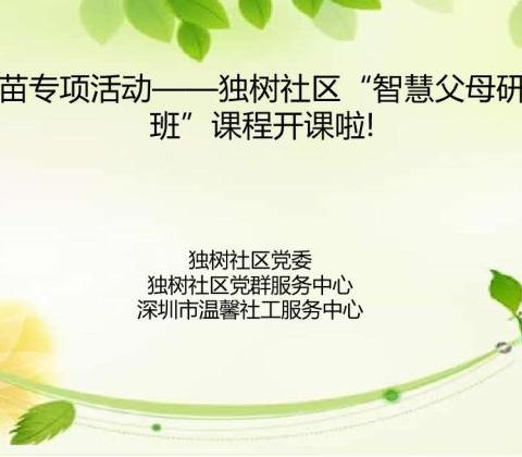 让孩子爱上学习——独树社区“智慧父母研修班”开班了