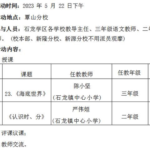 示范引领，助力成长——2023年春季学期石龙镇中心小学党员、骨干教师送教下乡活动