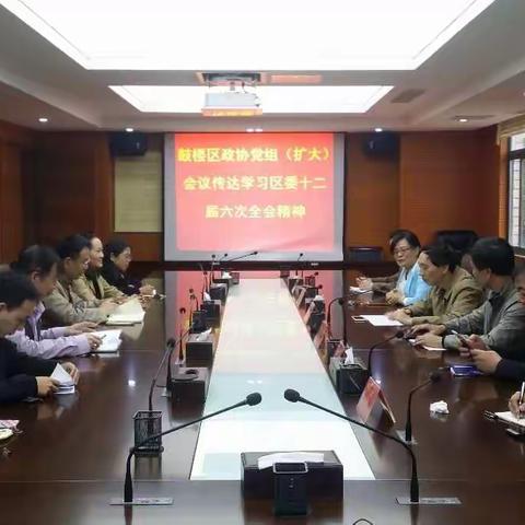 区政协召开党组（扩大）会议传达学习区委十二届六次全会精神