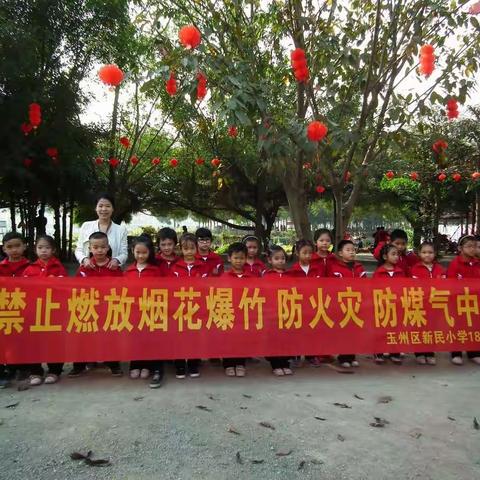 玉州区新民小学181班开展“禁止燃放烟花爆竹、防火灾、防煤气中毒”安全知识宣传主题活动
