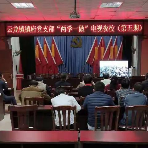 云龙镇各党支部组织党员收看“两学一做”电视夜校（第五期）节目