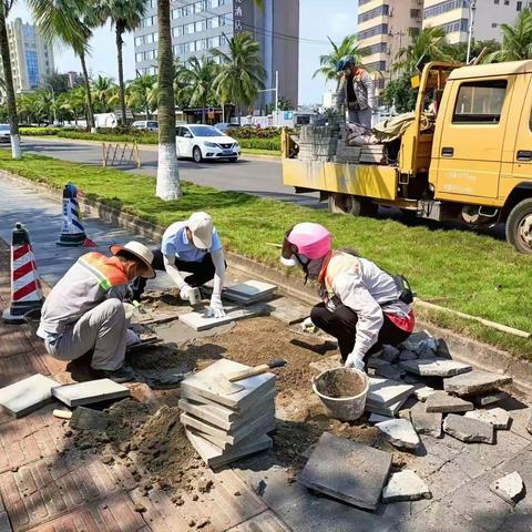 【海口市市政工程维修公司】关于今日头条反映“滨江路往海口方向骑行的人行道设施破损”问题的处理情况