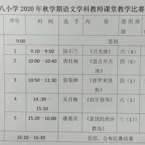 “以赛促研竞技能 三尺讲台展风采     ”  ——藤县第八小学2020年语文学科教师教学技能比赛