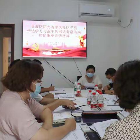 天涯区阳光海岸大社区综合服务中心党委传达学习习近平总书记在海南考察系列重要讲话