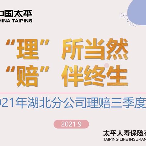 “理”所当然，“赔”伴终生—2021年湖北分公司理赔三季度报