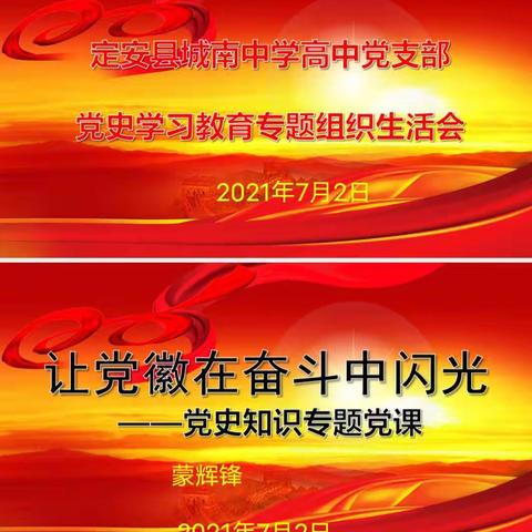 城南中学高中党支部召开党史学习教育高中党支部专题组织生活会