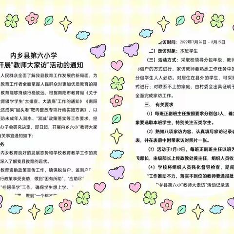 从“心”出发 ❤️  携“爱”家访            ——记内乡县第六小学“暑假教师大家访”活动