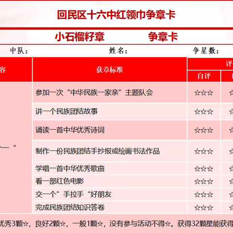 “争做民族团结石榴籽”主题教育实践活动————共争小石榴籽章