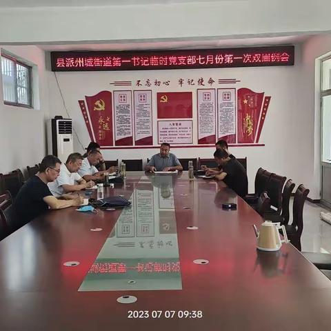 县派州城街道第一书记临时党支部召开2023年七月份第一次双周例会