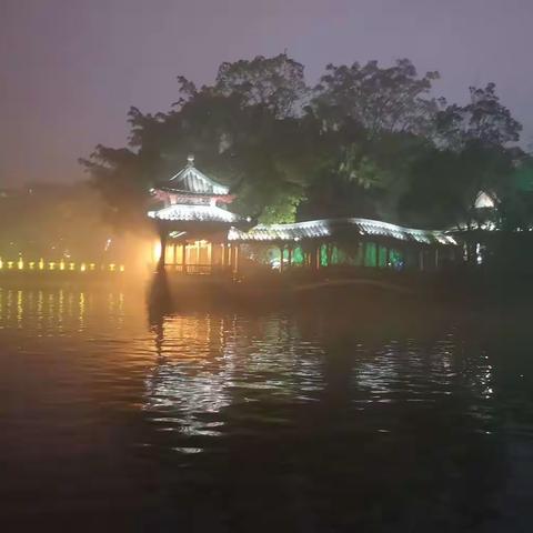 夜游烟雨榕杉湖