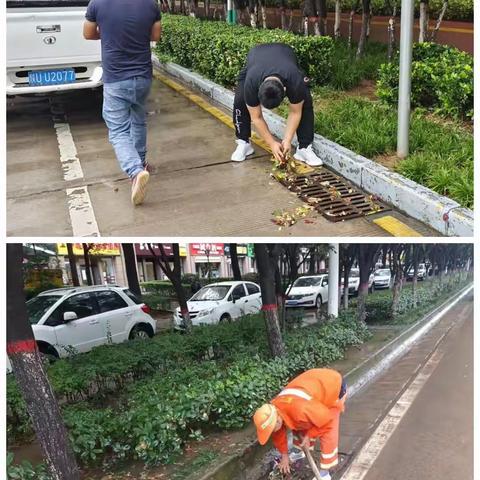 郭杜环卫雨后迅速出动对辖区进行整体清洁全面消杀作业