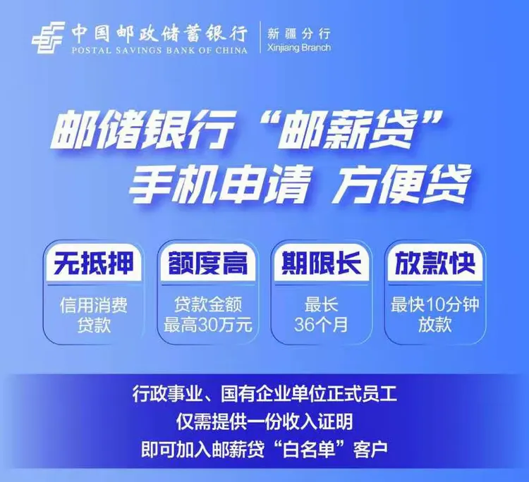 克州复工复产政策宣传之金融篇135：邮储银行克州分行个人消费贷款—邮薪贷