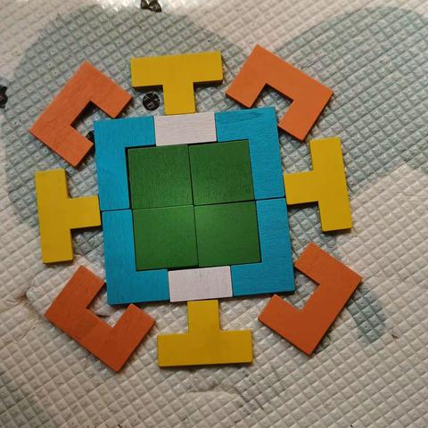 挑战智力拼图，智力拼图真花俏，五颜六色形状妙，锻炼思维花样多，动手动脑有新招。