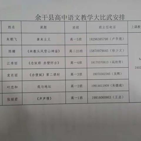 余干县高中语文教学大比赛在余干一中成功举办