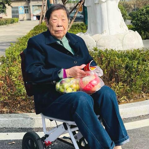 推着88岁老母亲逛市场 溜公园 打疫苗