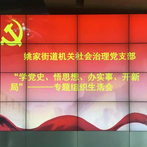 姚家街道机关社会治理党支部“学党史、悟思想、办实事、开新局”专题组织生活会