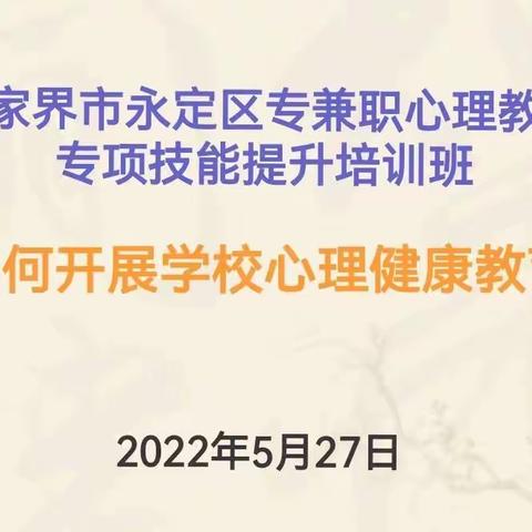 如何开展学校心理健康教育——永定区专兼职心理教师专项技能提升培训（第3组）