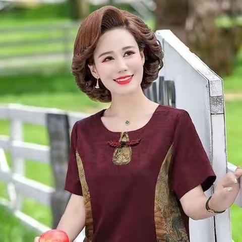 高端时尚妈妈装上衣+裤子两件套中老年夏季宽松大码套装遮肚显瘦