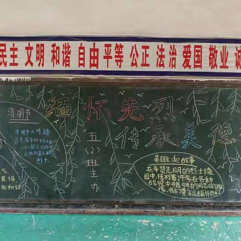 李庄镇中心小学清明节缅怀先烈黑板报评比活动