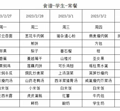 井岸镇新堂中心幼儿园第4周食谱