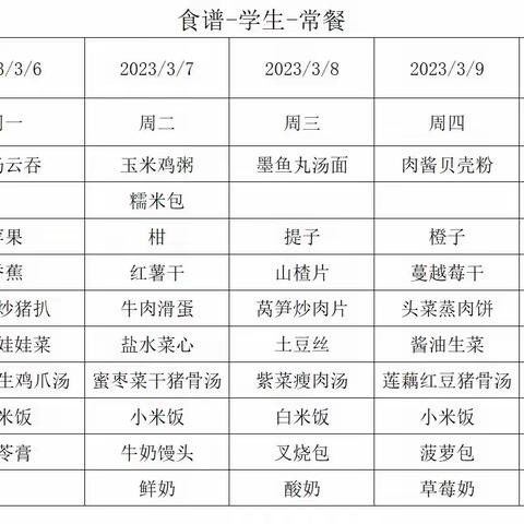 井岸镇新堂中心幼儿园第5周食谱