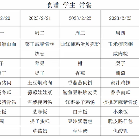 井岸镇新堂中心幼儿园第3周食谱