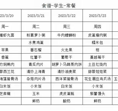 井岸镇新堂中心幼儿园第7周食谱