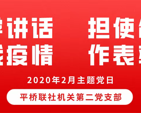 平桥联社机关第二党支部 线上开展“学讲话、担使命、战疫情、作表率” 主题党日活动