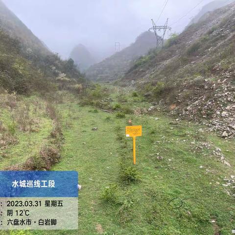 六六支线水城段巡线班在2023年3月31日巡线情况