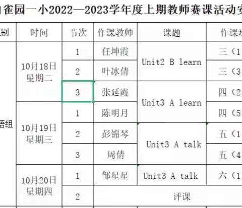 秋意正浓赛课忙          聚焦课堂促成长              白雀园一小英语赛课活动