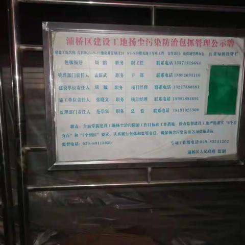 市住建局第一督导组（质安站）对灞桥区建设工地扬尘管控情况夜查