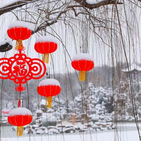 皑皑白雪让公园变的绚丽多彩