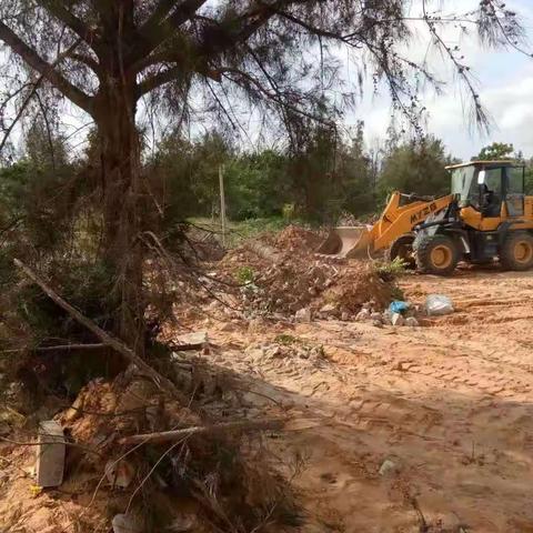 7月24日我村继续对村庄内及周边环境卫生.陈年垃圾，建筑垃圾进行清理整治。