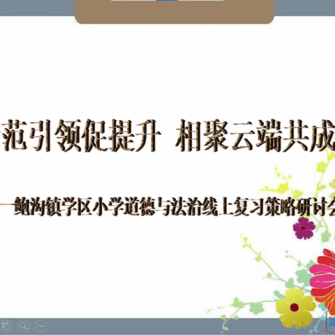 示范引领促提升 相聚云端共成长（鲍沟镇学区小学道法与法治线上复习策略研讨会）