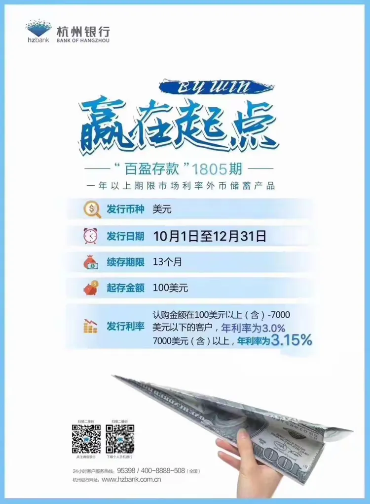 杭州银行美元存款