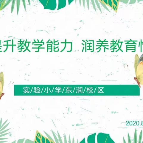 【实验小学东润校区】2020年教师岗前培训——提升教学能力，润养教育情怀