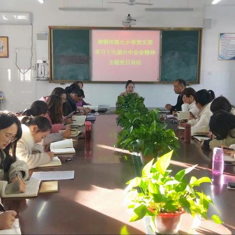 舞钢市第七小学党支部学习第十九届六中全会精神主题党日活动