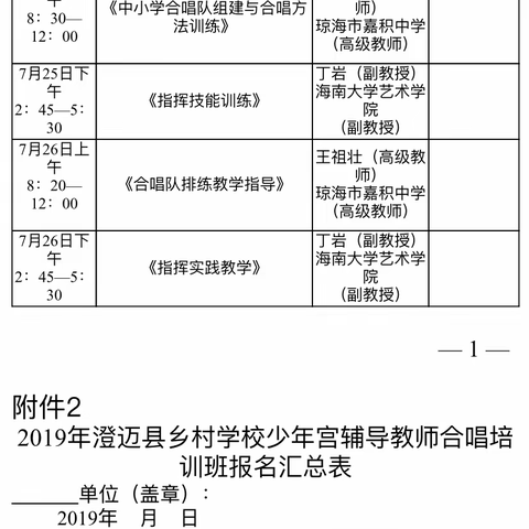 2019年澄迈县乡村学校少年宫辅导教师合唱培训班