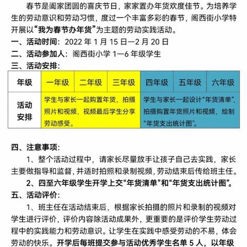 【相约冬奥—扛红旗、当先锋宣化区在行动】 宣化区阁西街小学“我为春节办年货”劳动实践活动总结