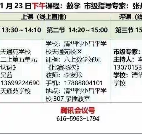 聚焦新课程新课标     落实新理念新课堂———天山口小学与清华附小昌平学校开展数学学科线上教研活动