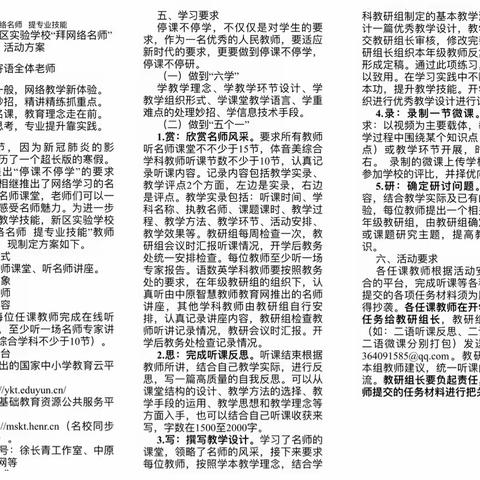 【停课不停研】学习名师促提高 听课反思是妙招——新区学校“学网络名师 提专业技能”活动之反思篇（一）