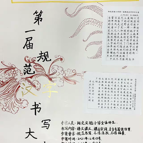 阳光实验小学第一届规范汉字书写大赛