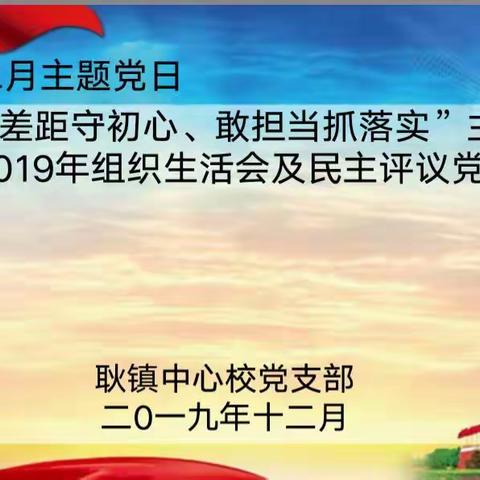 “找差距守初心  敢担当抓落实” 主题党日            --耿镇中心校党支部2019年组织生活会民主评议党员大会