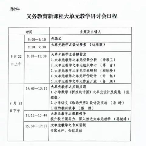 山东省义务教育新课程大单元教学研讨会学习纪实