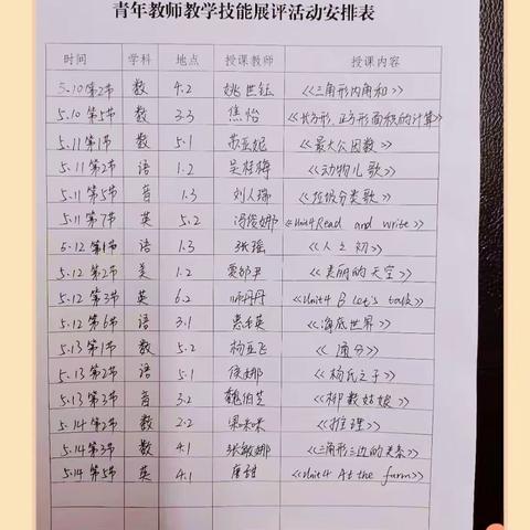 杨庄街道中心学校开展青年教师教学技能展评活动