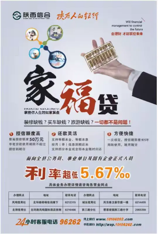 岐山信合为工薪一族量身打造的“家福贷”倾情上线！