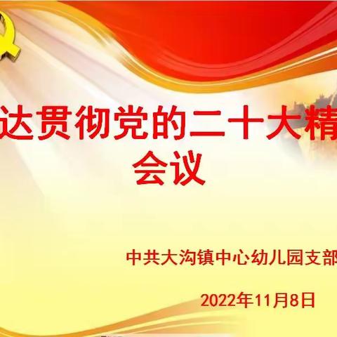 传达贯彻党的二十大会议精神——记中共阳东区大沟镇中心幼儿园党支部