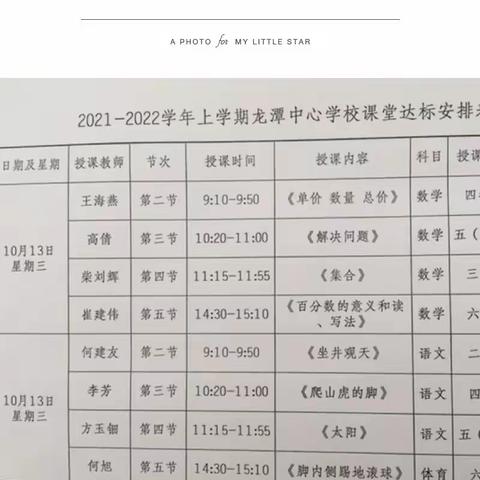 课堂展现风采，考评促进成长—龙潭中心学校课堂达标