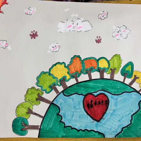 尊崇完小兴趣课绘画1班——绘画主题：植绿护绿