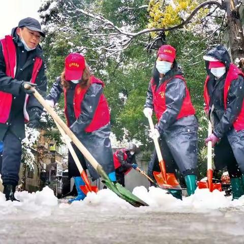 金龙花园社区新时代文明实践站            三支队伍齐上阵 除雪保障出行路